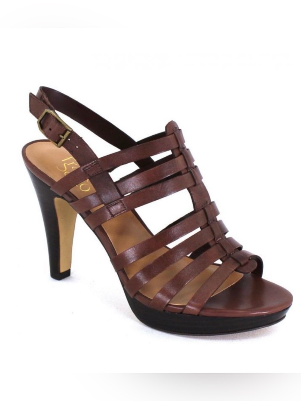 Franco Sarto Martinez Brown Leather High-Heel Sandals Size 9